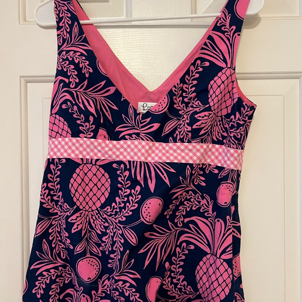 Lilly Pulitzer Pink and Navy Kids One Piece Swimsuit